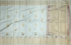 Off-White Kanchipuram Silk Saree with Meenakari Mango and Annam Motifs – A Divine Union of Elegance and Heritage