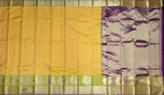 Mustard Yellow Mango Jaquard Kanchipuram Silk Saree with Green Border