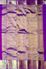 Red Kanchipuram Silk Saree with Silver-Gold Zari Checks and Annam Motifs