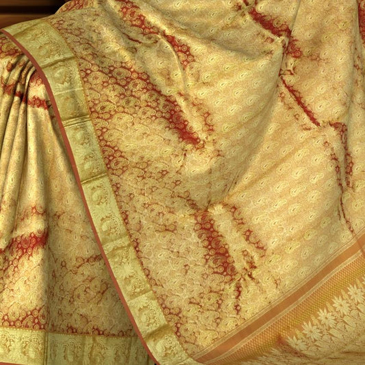 Red Tissue Kanchipuram Silk Saree with Mango Motif