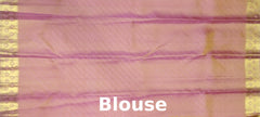Dusty Rose Vertical Bhutta Kanchipuram Silk Saree with Teal Blue Pallu