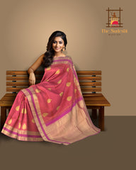 Radiant Orange Kanchipuram Pure Silk Saree with Intricate Motifs