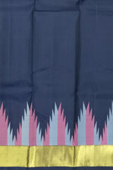 Majestic Navy Blue Kanchipuram Silk Saree with Ettukol Seepurek Thread Work