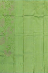 Apple Green Kanchipuram Silk Saree with Floral Threadwork and Zari Accents