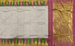 Classic Beige Kanchipuram Silk Saree with Ettukol Seepurek Zari Border