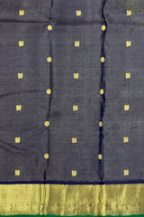 Striking Black Kanchipuram Silk Saree with Vayira Oosi Weave