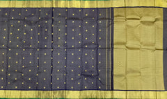 Striking Black Kanchipuram Silk Saree with Vayira Oosi Weave