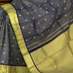 Striking Black Kanchipuram Silk Saree with Vayira Oosi Weave