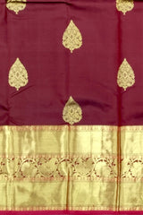 Rich Maroon Kanchipuram Silk Saree with Traditional Butta Motifs
