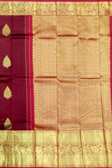 Rich Maroon Kanchipuram Silk Saree with Traditional Butta Motifs