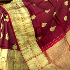 Rich Maroon Kanchipuram Silk Saree with Traditional Butta Motifs