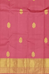 Graceful Coral Pink Kanchipuram Silk Saree with Delicate Butta Motifs