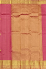 Graceful Coral Pink Kanchipuram Silk Saree with Delicate Butta Motifs