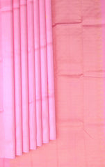 Charming Light Pink Kanchipuram Silk Saree with Borderless Motifs