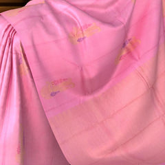 Charming Light Pink Kanchipuram Silk Saree with Borderless Motifs