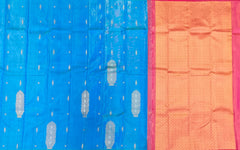 Classic Blue Kanchipuram Silk Saree with Vairaoosi Motif Weave