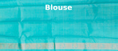Ethereal Aqua Blue Kanchipuram Silk Saree with Yazhi Motif and Checks Basket Weave