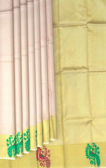 Graceful Light Pink Kanchipuram Silk Jacquard Saree with Thread Work Border
