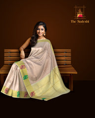 Graceful Light Pink Kanchipuram Silk Jacquard Saree with Thread Work Border