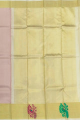 Graceful Light Pink Kanchipuram Silk Jacquard Saree with Thread Work Border