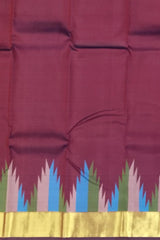 Elegant Maroon Kanchipuram Silk Saree with Temple Border and Thread Work