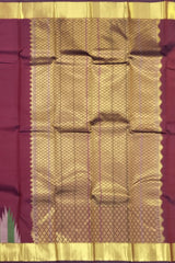 Elegant Maroon Kanchipuram Silk Saree with Temple Border and Thread Work