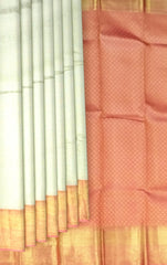 Classic Off-White Kanchipuram Silk Jacquard Saree with Floral Design