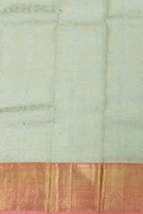 Classic Off-White Kanchipuram Silk Jacquard Saree with Floral Design