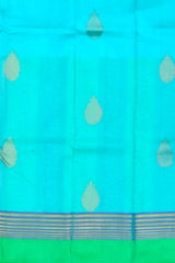Charming Sky Blue Kanchipuram Silk Saree with Elegant Motif Design