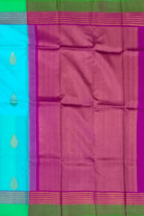 Charming Sky Blue Kanchipuram Silk Saree with Elegant Motif Design