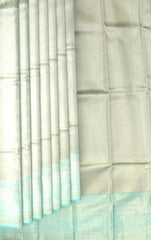 Sophisticated Light Blue Kanchipuram Silk Jacquard Saree with Diamond Design