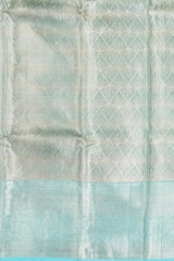 Sophisticated Light Blue Kanchipuram Silk Jacquard Saree with Diamond Design