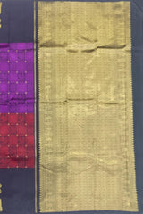 Royal Purple & Red Kanchipuram Silk Annapakshi Jacquard Saree