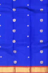 Royal Blue Kanchipuram Silk Saree with Red Border and Bhutta Motifs