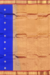 Royal Blue Kanchipuram Silk Saree with Red Border and Bhutta Motifs