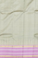 Elegant Beige Kanchipuram Silk Saree with Baby Pink Temple Border
