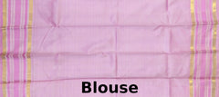 Elegant Beige Kanchipuram Silk Saree with Baby Pink Temple Border