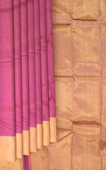 Pink Podi Kattam Kanchipuram Silk Saree with Tissue Border