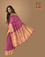 Pink Podi Kattam Kanchipuram Silk Saree with Tissue Border