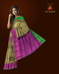 Black Kanchipuram Silk Saree with Coin Bhutta Zari and Pink Threadwork Border