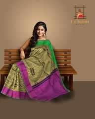 Black Kanchipuram Silk Saree with Coin Bhutta Zari and Pink Threadwork Border