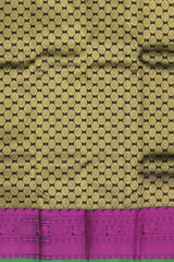 Black Kanchipuram Silk Saree with Coin Bhutta Zari and Pink Threadwork Border