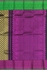 Black Kanchipuram Silk Saree with Coin Bhutta Zari and Pink Threadwork Border