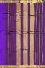 Violet Kanchipuram Silk Saree with Brown Border and Green Selvedge