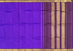 Violet Kanchipuram Silk Saree with Brown Border and Green Selvedge
