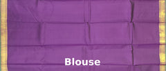 Violet Kanchipuram Silk Saree with Brown Border and Green Selvedge