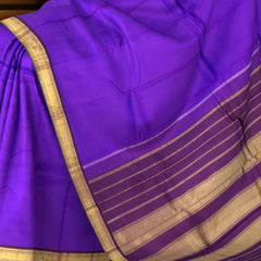 Violet Kanchipuram Silk Saree with Brown Border and Green Selvedge