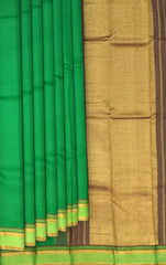 Green Kanchipuram Silk Saree with Light Green Border