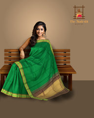 Green Kanchipuram Silk Saree with Light Green Border