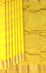 Light Yellow Kanchipuram Silk Saree with Intricate Motifs